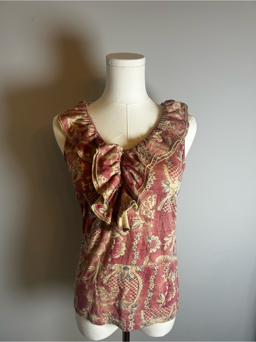 Ralph Lauren Pink Floral Sleeveless Top Romantic Size S